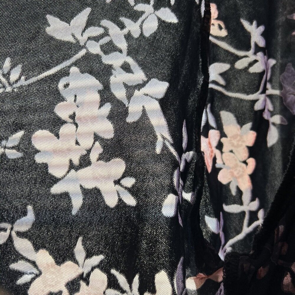 Another Love Velvet Floral Mini Dress Sz S Black Pink balloon sleeves - Picture 12 of 12